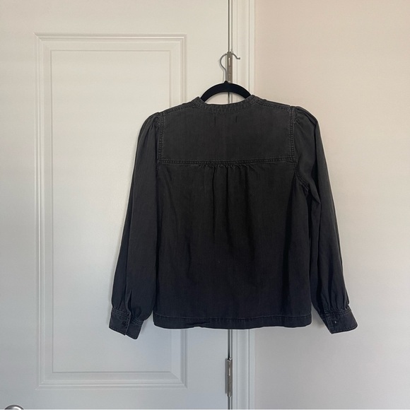 Madewell Denim Collarless Popover Shirt in Shrader Wash - Picture 4 of 9